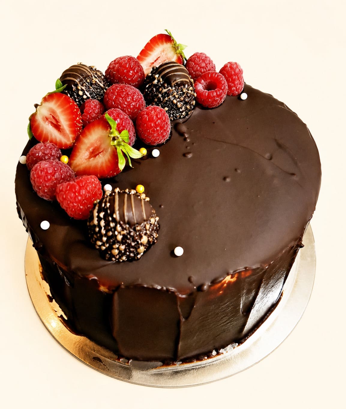 Chocolate birthday cake with chocolate decoration